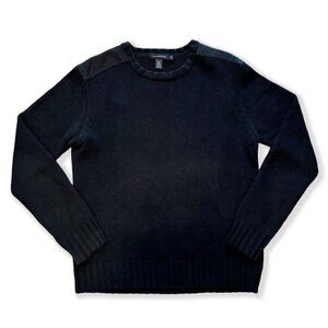 Vintage 90s Club Monaco Black Cotton Sweater Distressed Grunge Y2K Unisex